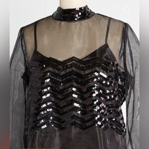 ⭐️⭐️ MODCLOTH Fanciful Fette Shift Sequin Overlay Dress NWT L